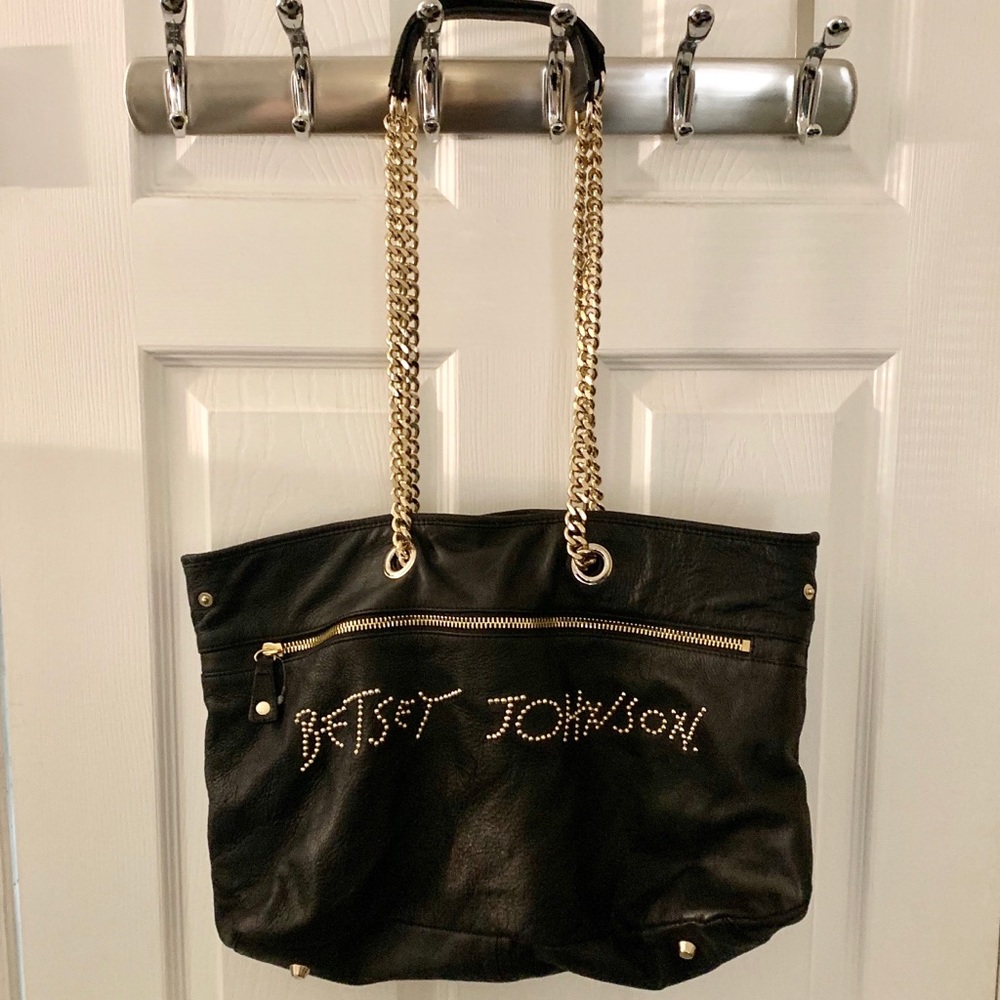 Betsey Johnson Vintage Leather Studded Tote Purse